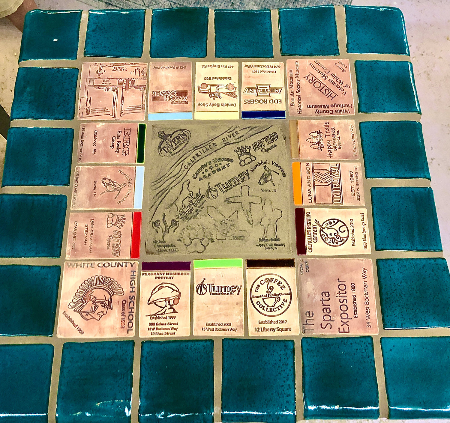 Shown is a preliminary design of a board game designed by Thor McNeil.